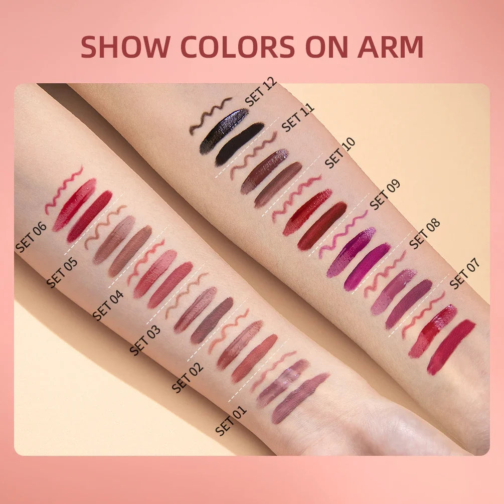 Matte Liquid Lipstick & Lip Liner Set – 3 Piece
