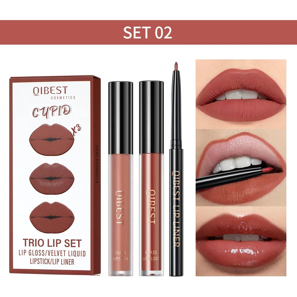 Matte Liquid Lipstick & Lip Liner Set – 3 Piece