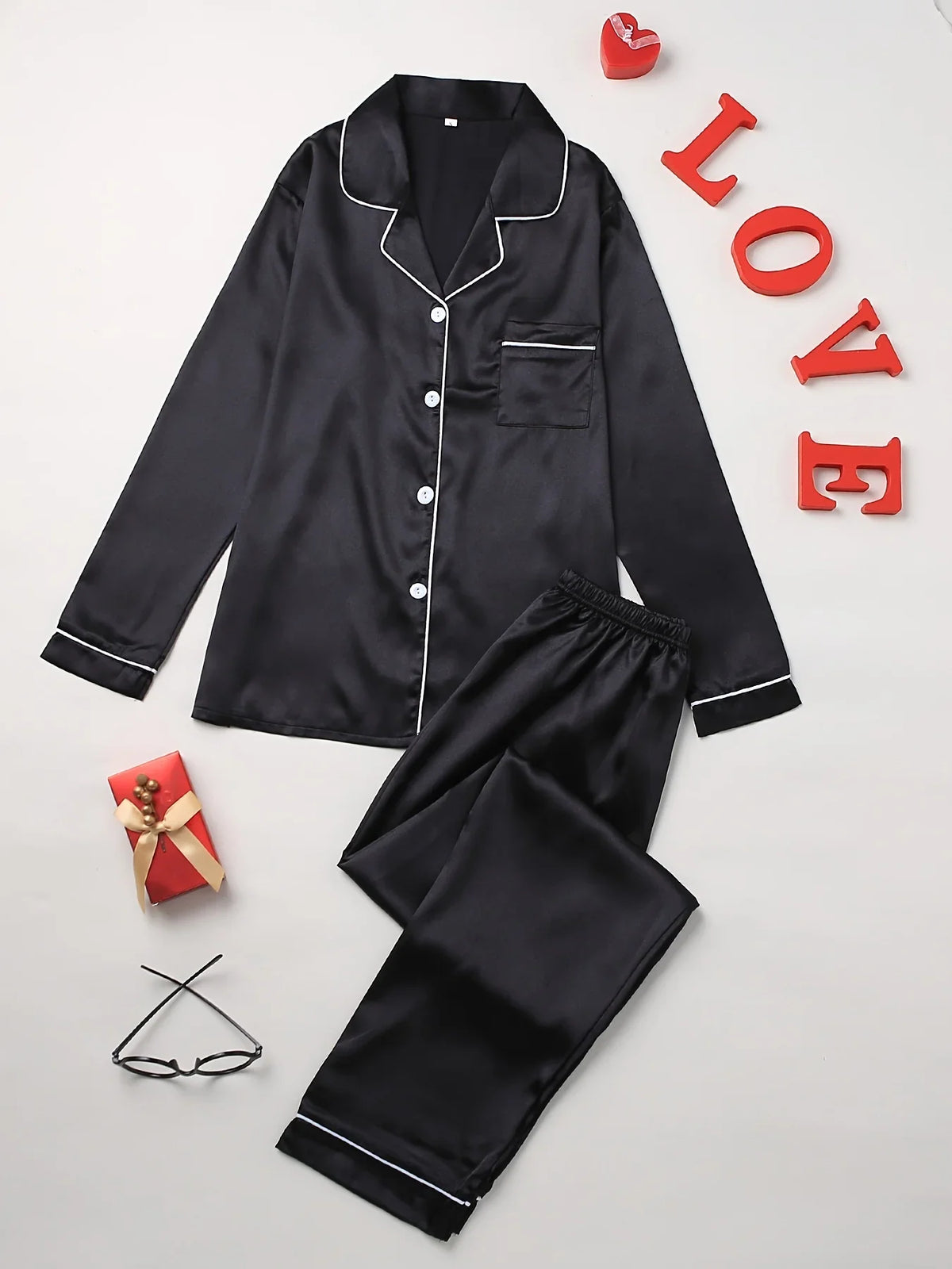 Women's Button-Up Long Sleeve Pajama Set