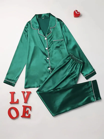 Women's Button-Up Long Sleeve Pajama Set