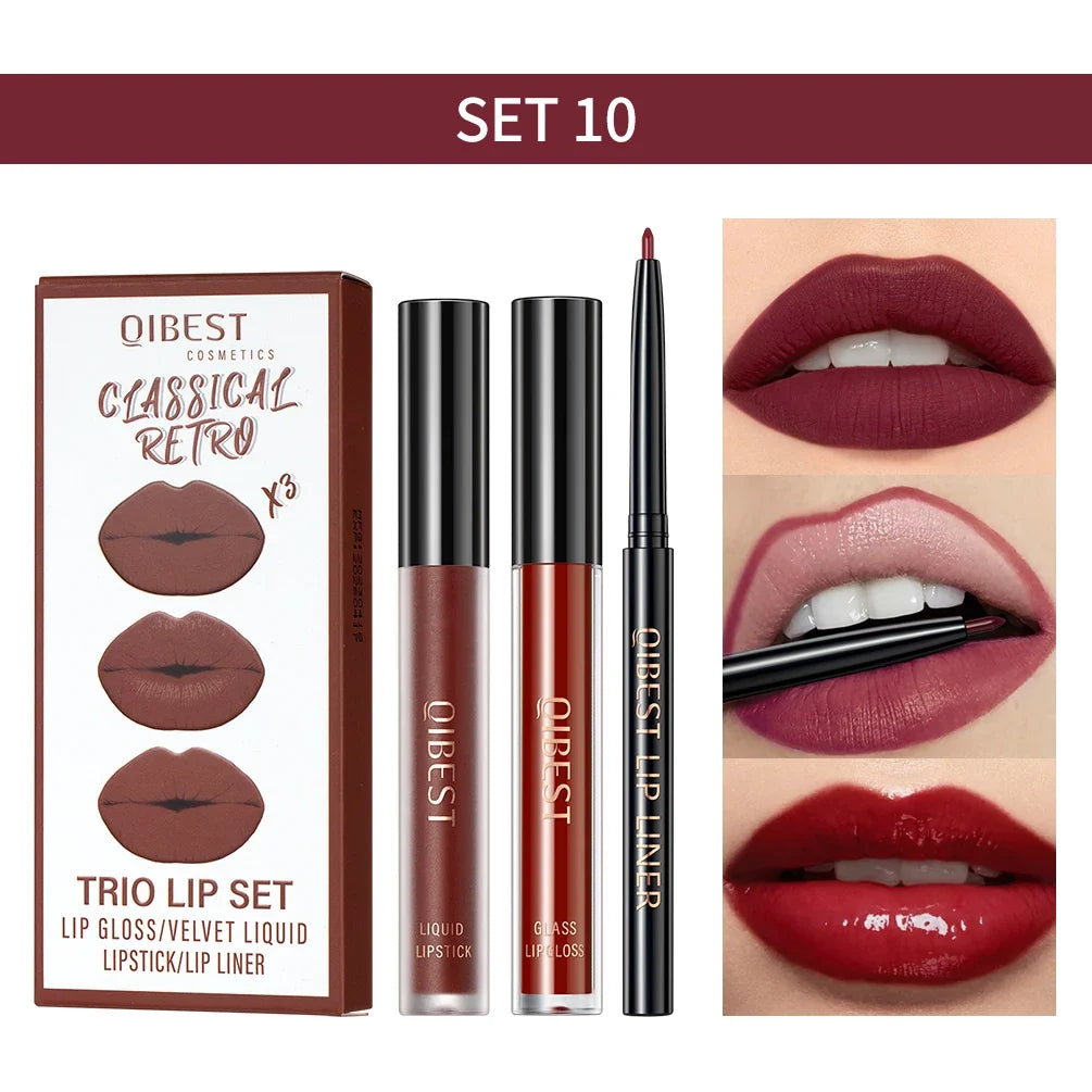 Matte Liquid Lipstick & Lip Liner Set – 3 Piece