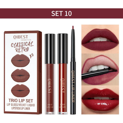 Matte Liquid Lipstick & Lip Liner Set – 3 Piece