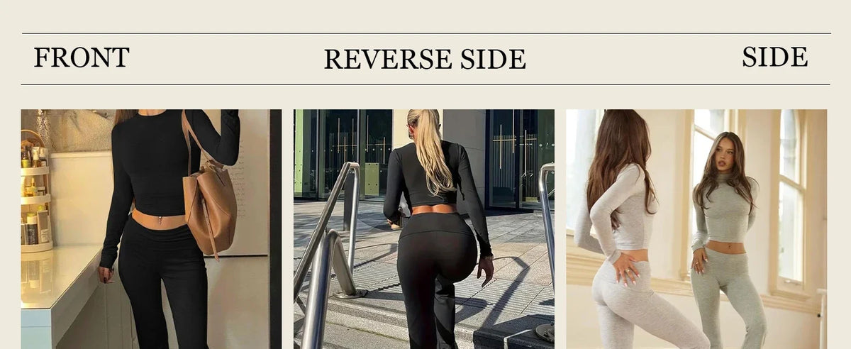 Women's Long-Sleeve Top & Wide-Leg Pants Yoga Set
