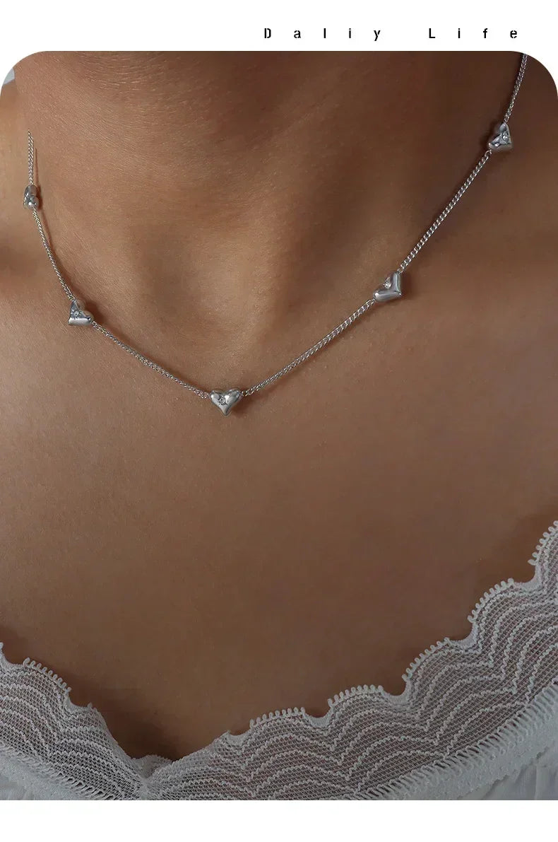 Shiny Zircon Heart Jewelry: Necklace, Earrings or Bracelet