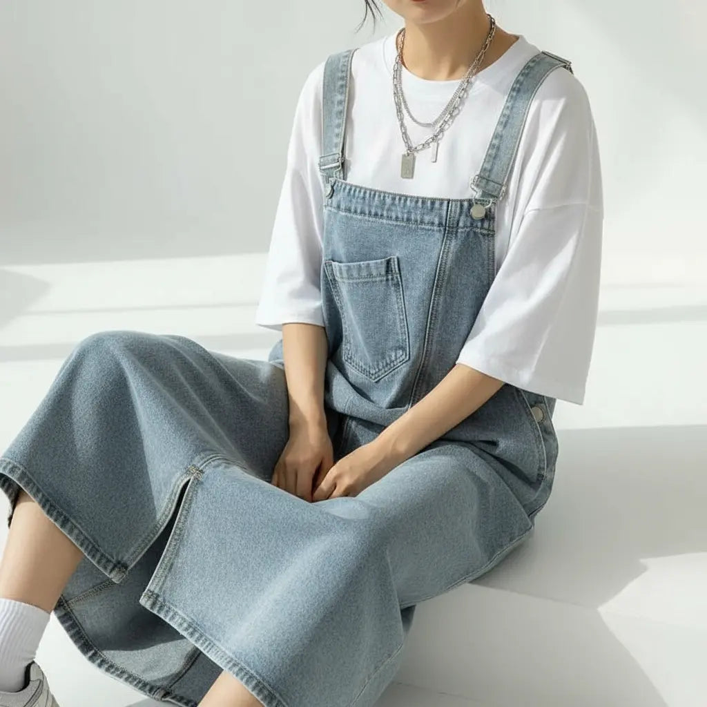 Women's Sleeveless Denim Overall Dress
