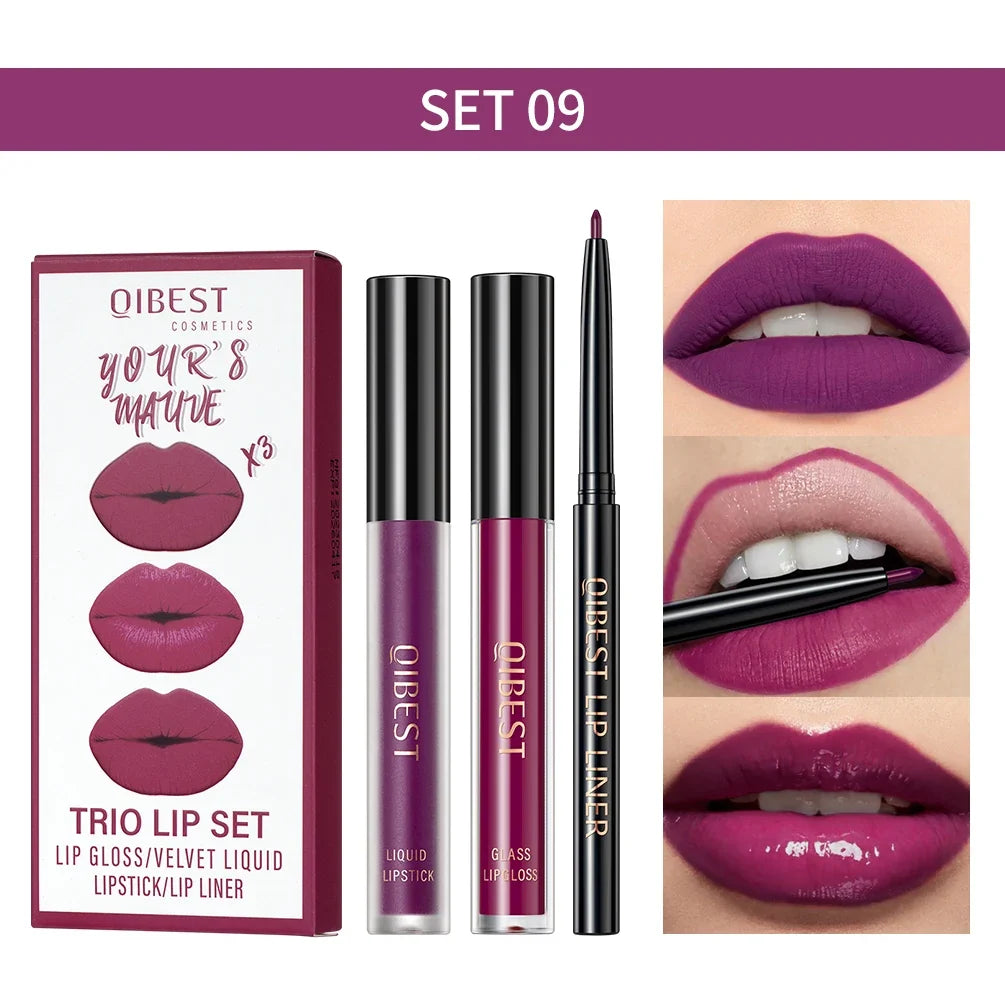 Matte Liquid Lipstick & Lip Liner Set – 3 Piece