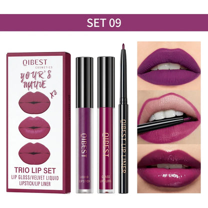 Matte Liquid Lipstick & Lip Liner Set – 3 Piece