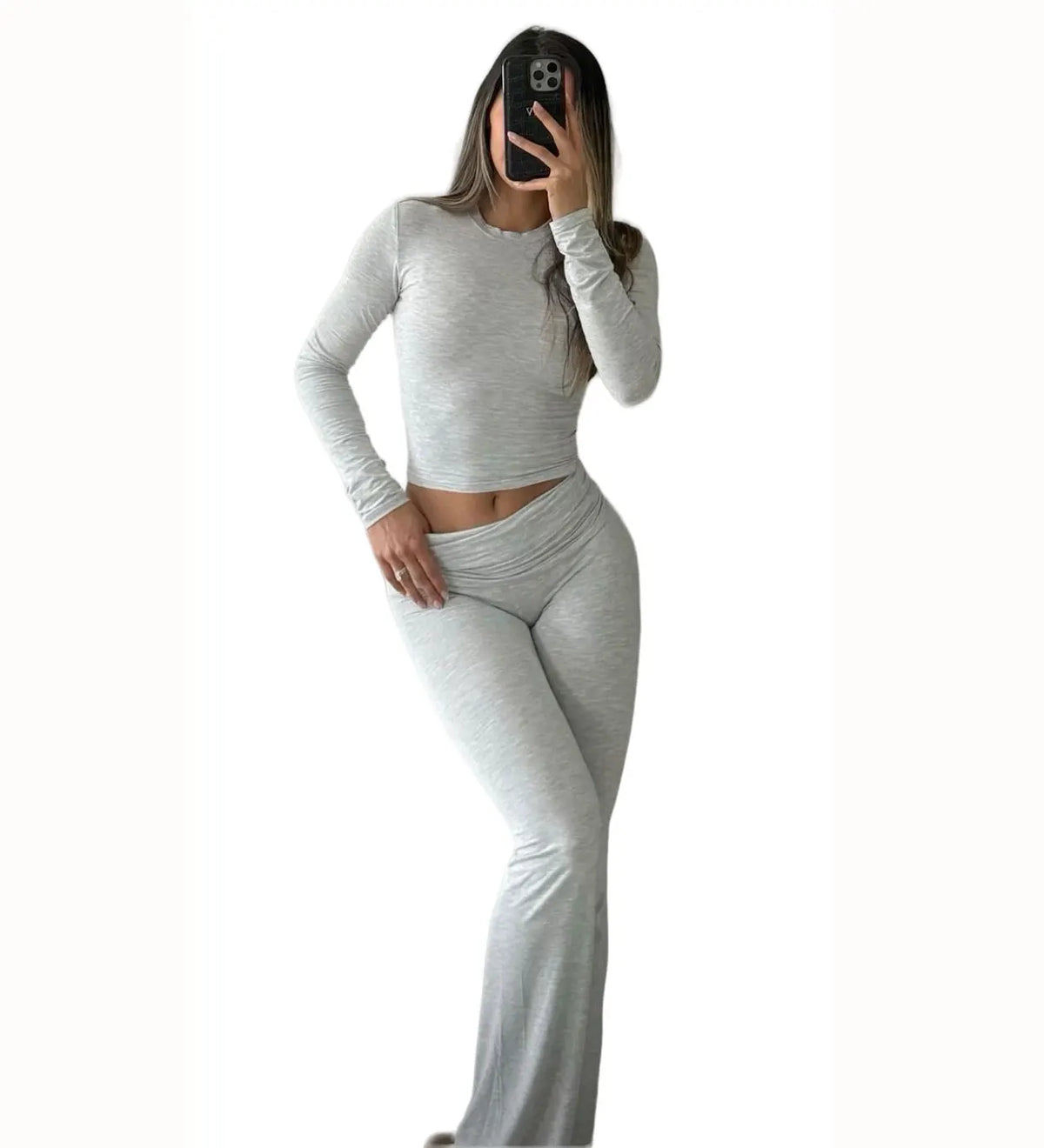 Women's Long-Sleeve Top & Wide-Leg Pants Yoga Set