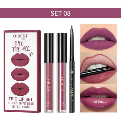 Matte Liquid Lipstick & Lip Liner Set – 3 Piece
