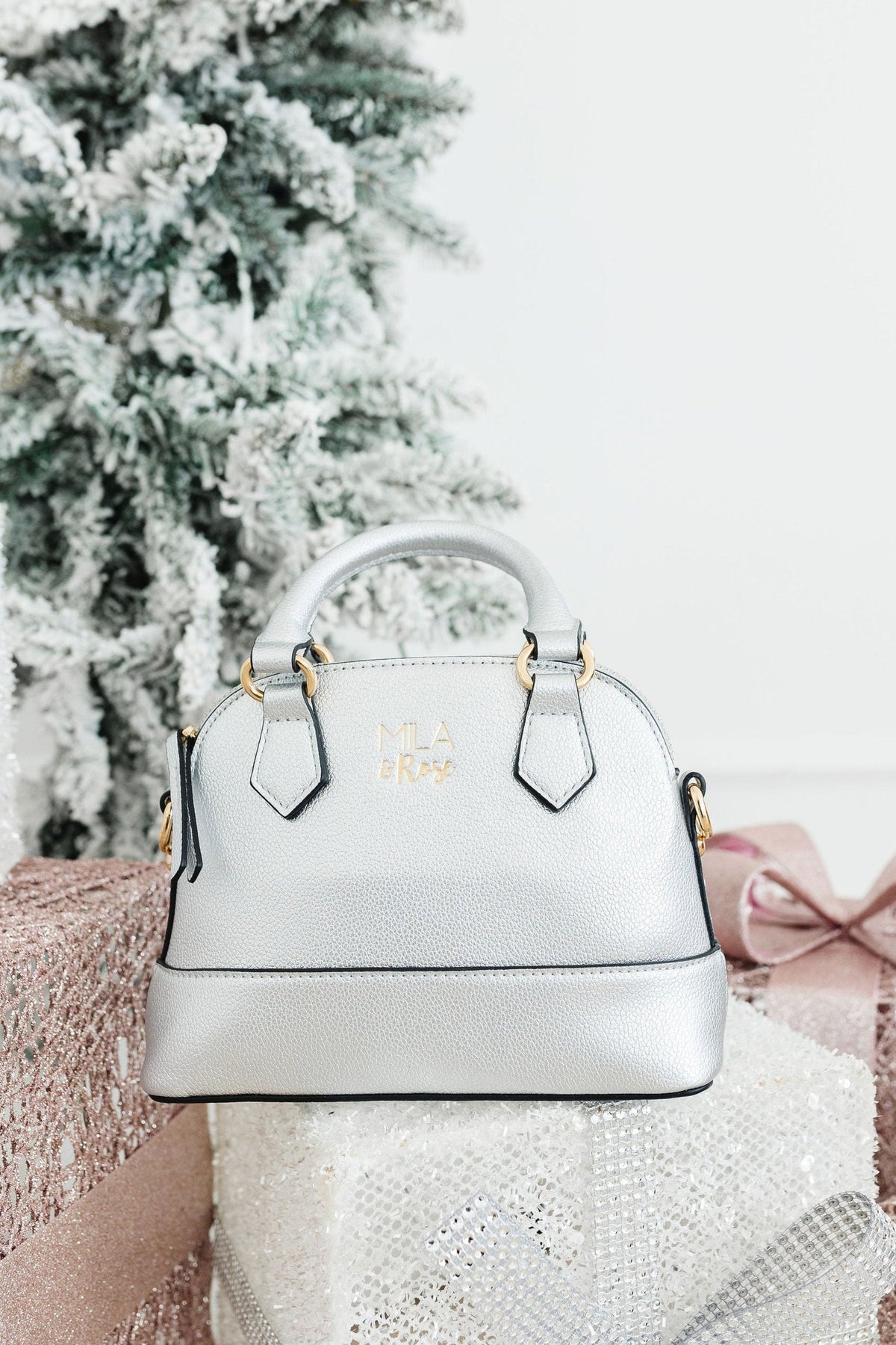 Girls' Crossbody Purse, Silver Metallic