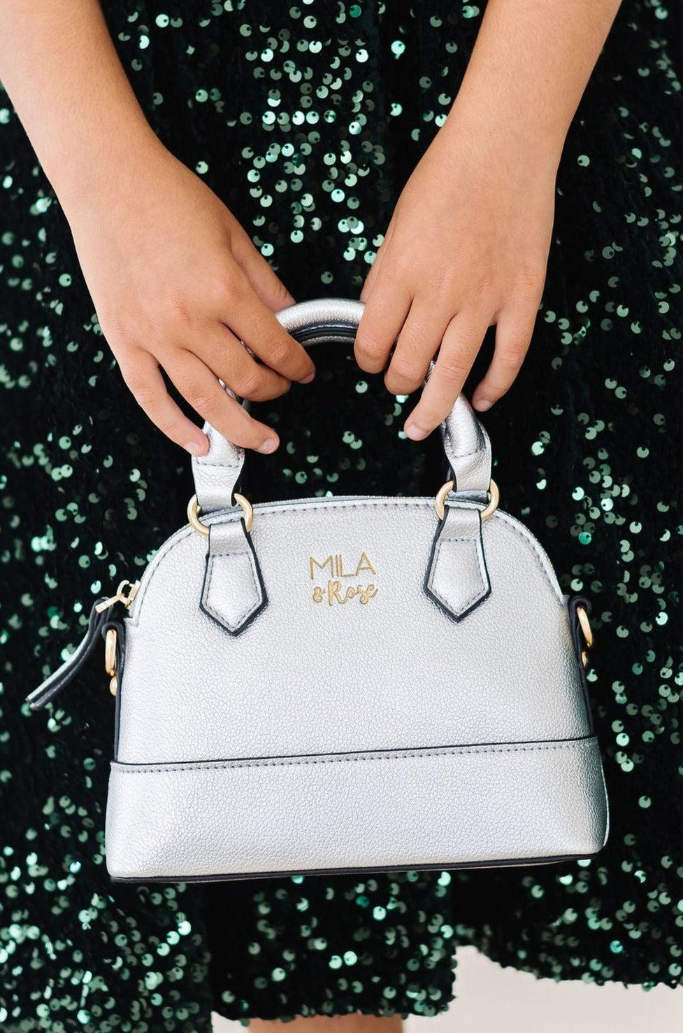 Girls' Crossbody Purse, Silver Metallic
