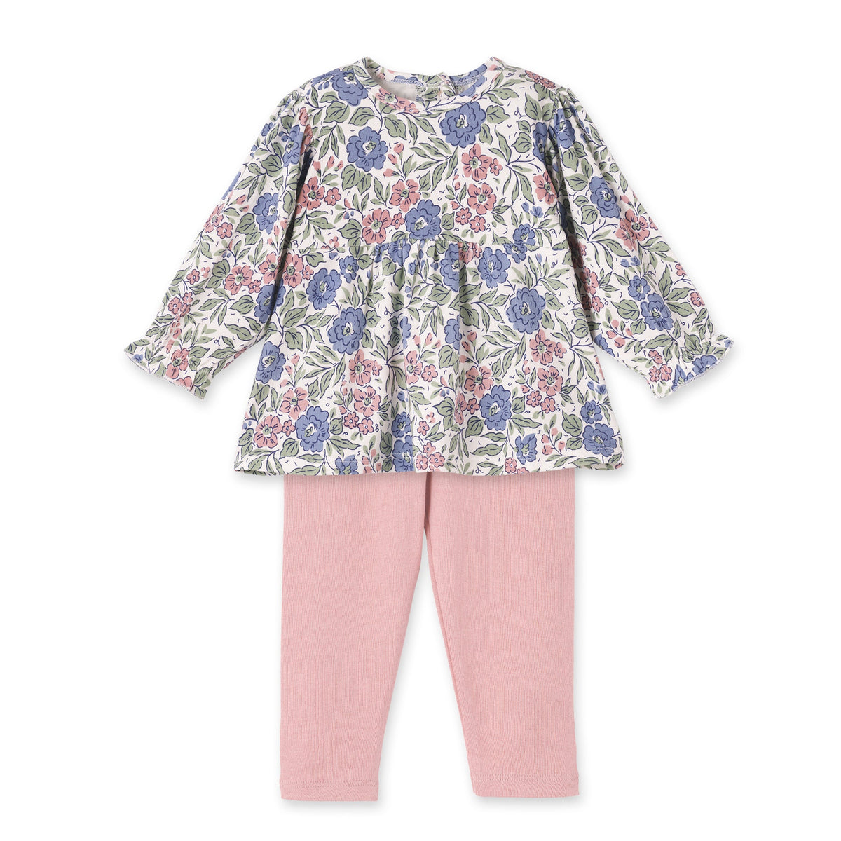 Girls' Vintage Floral Two-Piece Outfit – Bamboo & Cotton