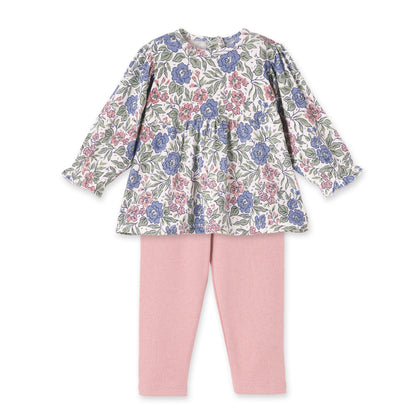 Girls' Vintage Floral Two-Piece Outfit – Bamboo & Cotton