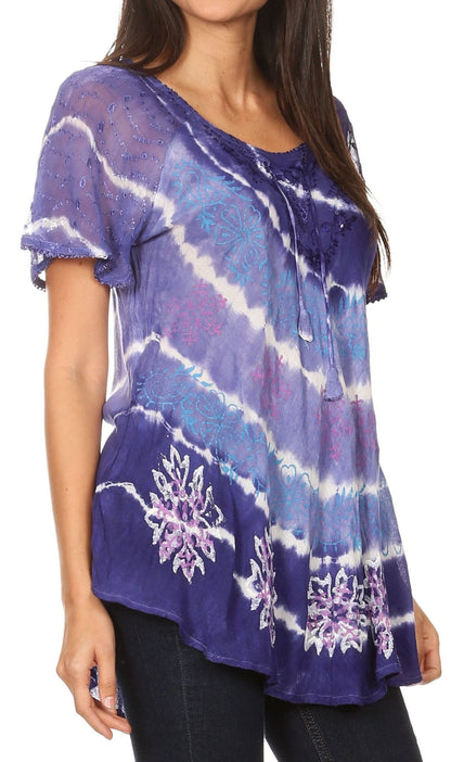 Women's Loose Scoop-Neck Short Sleeve Blouse