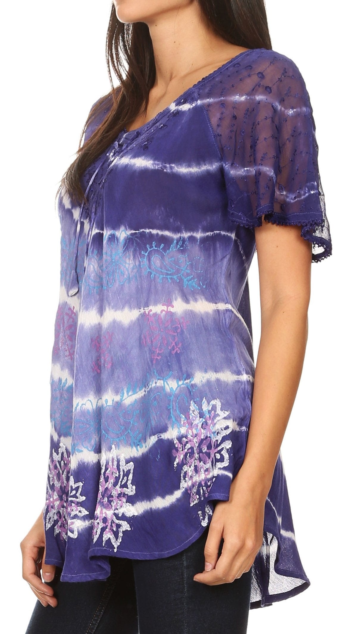 Women's Loose Scoop-Neck Short Sleeve Blouse