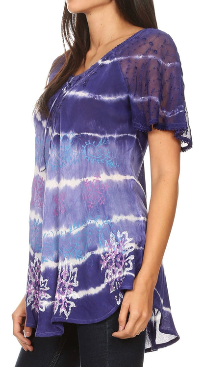 Women's Loose Scoop-Neck Short Sleeve Blouse