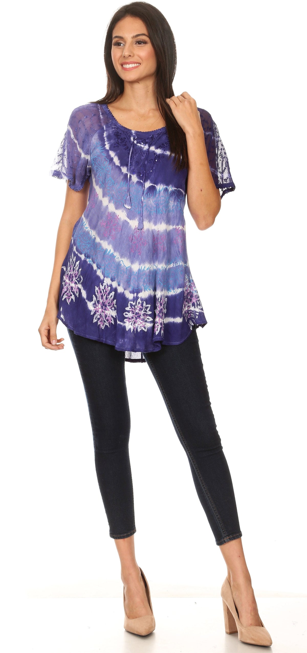 Women's Loose Scoop-Neck Short Sleeve Blouse