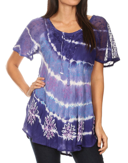 Women's Loose Scoop-Neck Short Sleeve Blouse