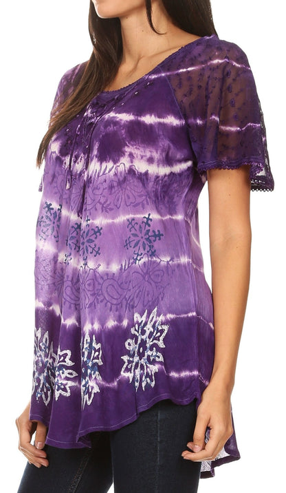 Women's Loose Scoop-Neck Short Sleeve Blouse