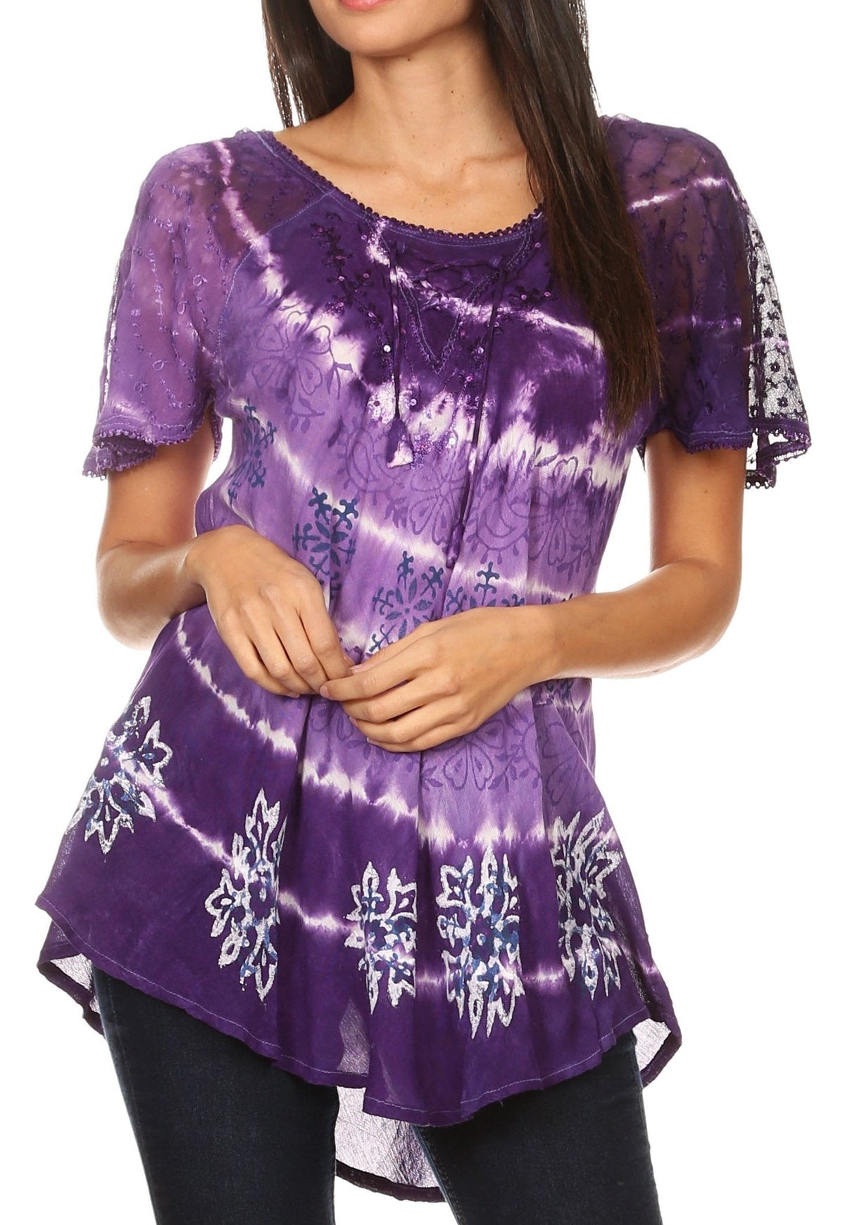 Women's Loose Scoop-Neck Short Sleeve Blouse