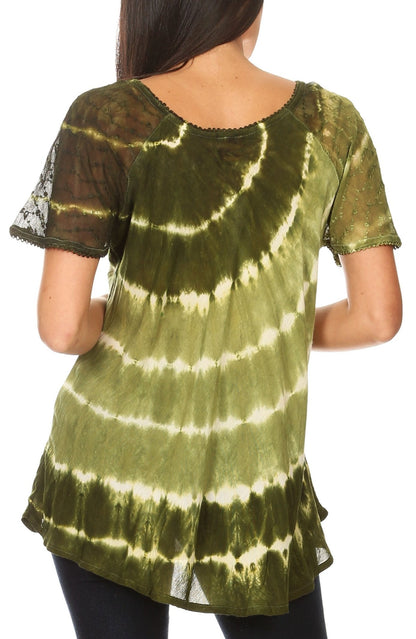 Women's Loose Scoop-Neck Short Sleeve Blouse