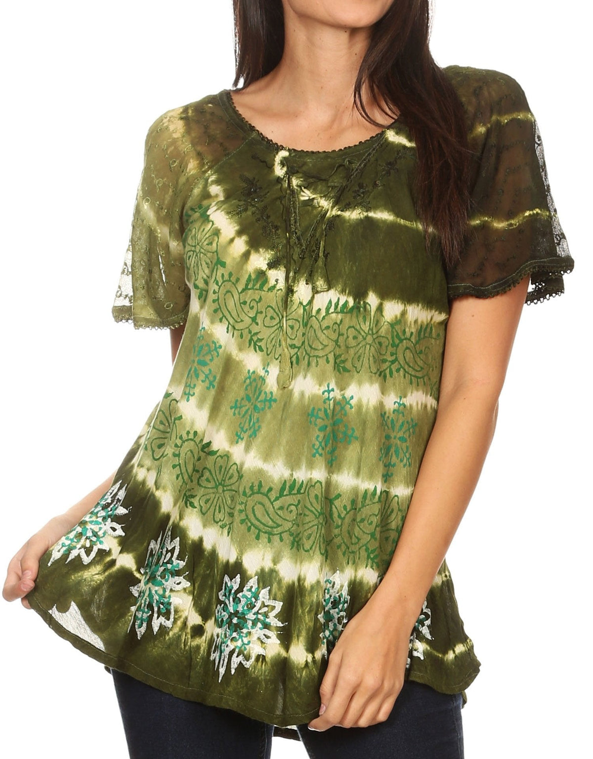 Women's Loose Scoop-Neck Short Sleeve Blouse