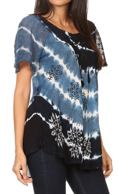 Women's Loose Scoop-Neck Short Sleeve Blouse