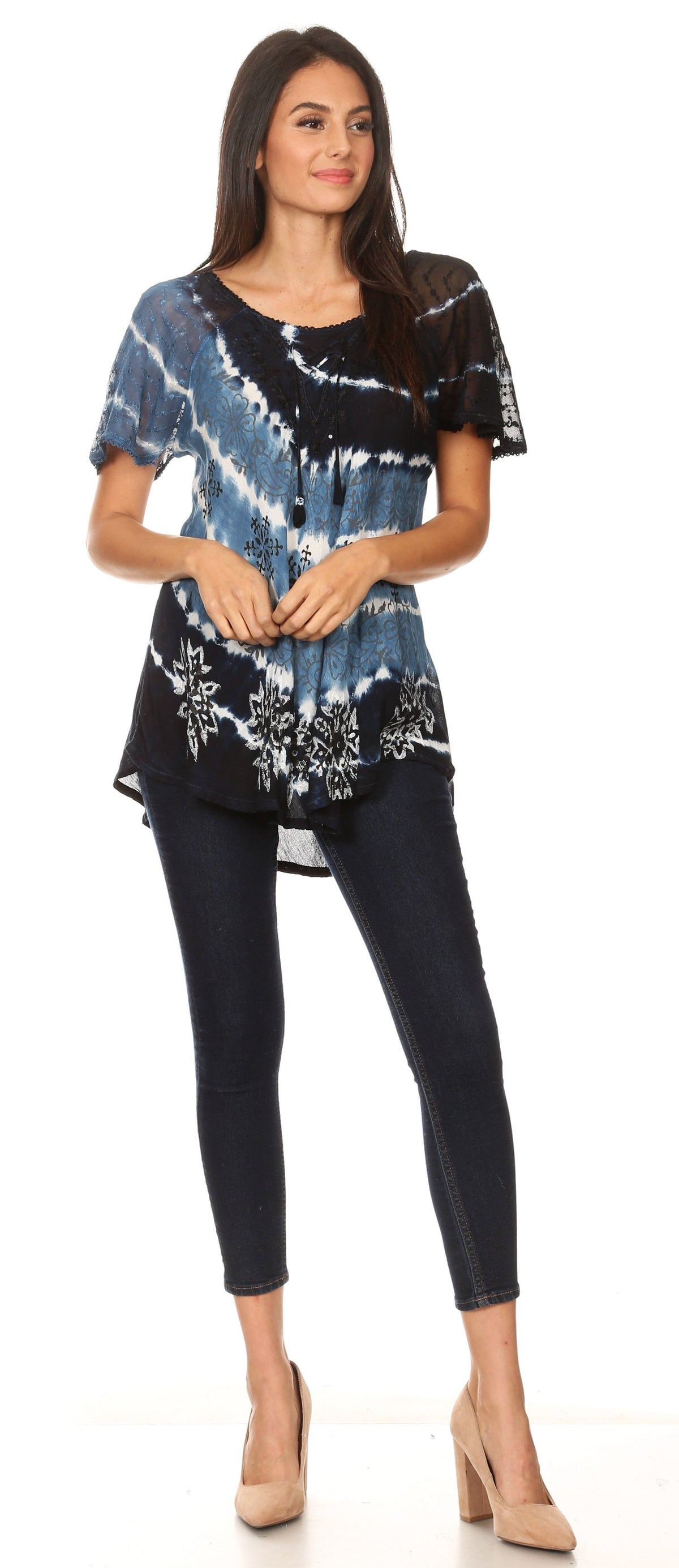 Women's Loose Scoop-Neck Short Sleeve Blouse