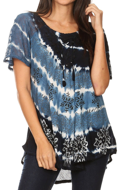 Women's Loose Scoop-Neck Short Sleeve Blouse