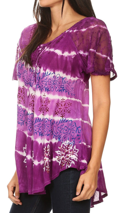 Women's Loose Scoop-Neck Short Sleeve Blouse