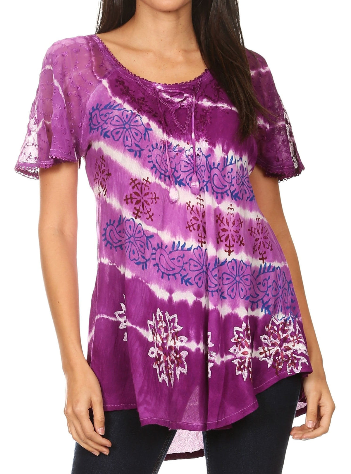Women's Loose Scoop-Neck Short Sleeve Blouse