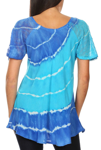 Women's Loose Scoop-Neck Short Sleeve Blouse