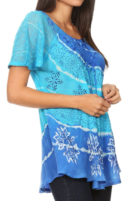 Women's Loose Scoop-Neck Short Sleeve Blouse