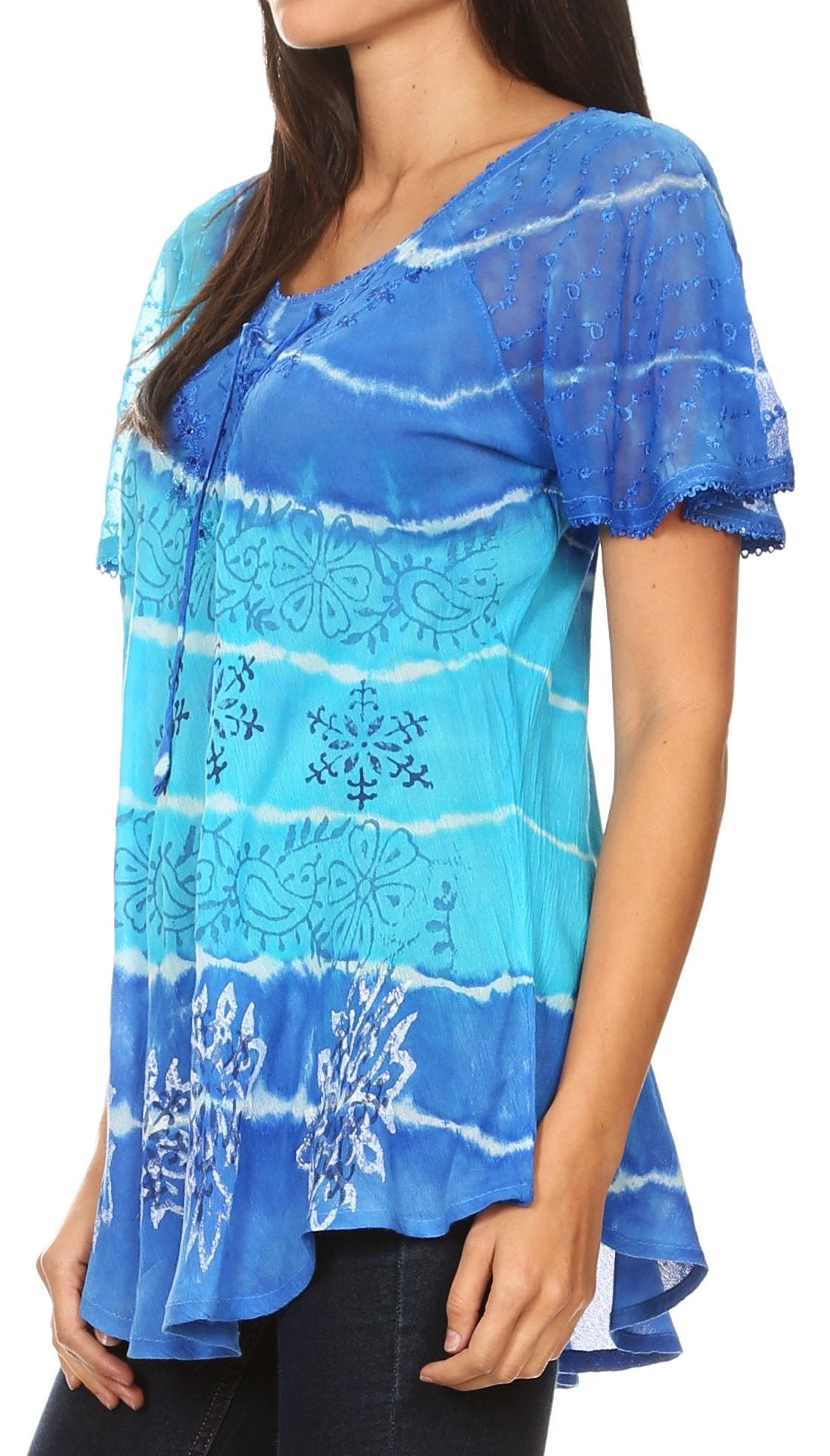 Women's Loose Scoop-Neck Short Sleeve Blouse