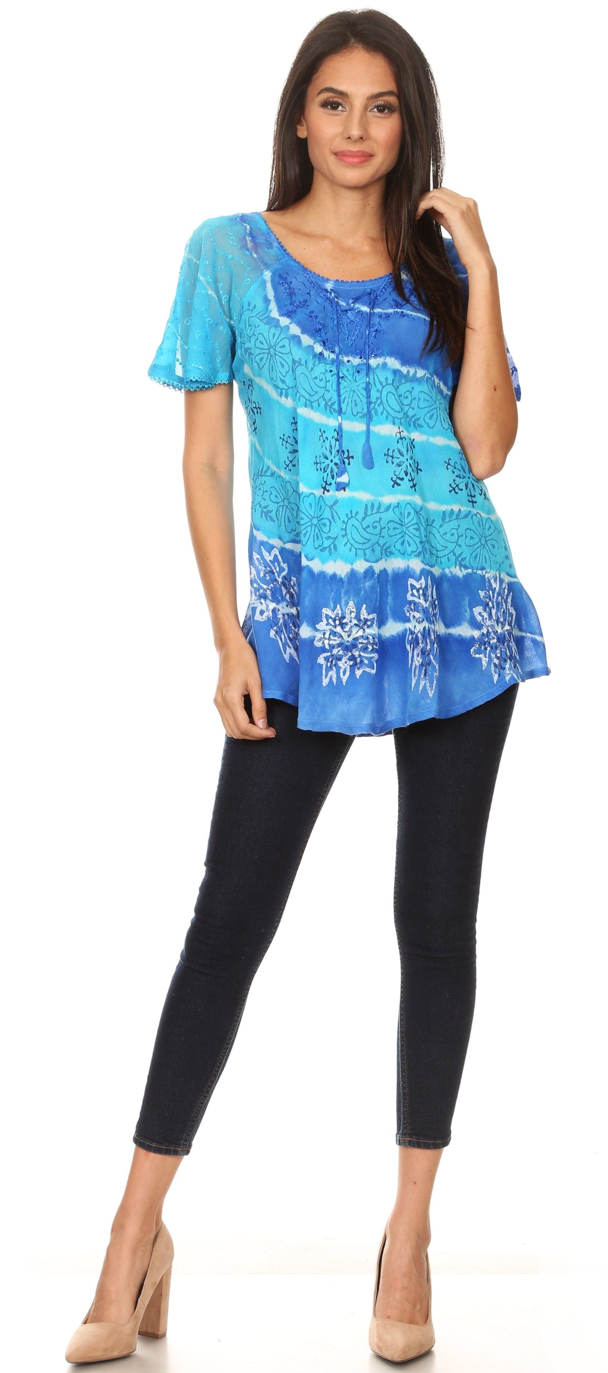 Women's Loose Scoop-Neck Short Sleeve Blouse