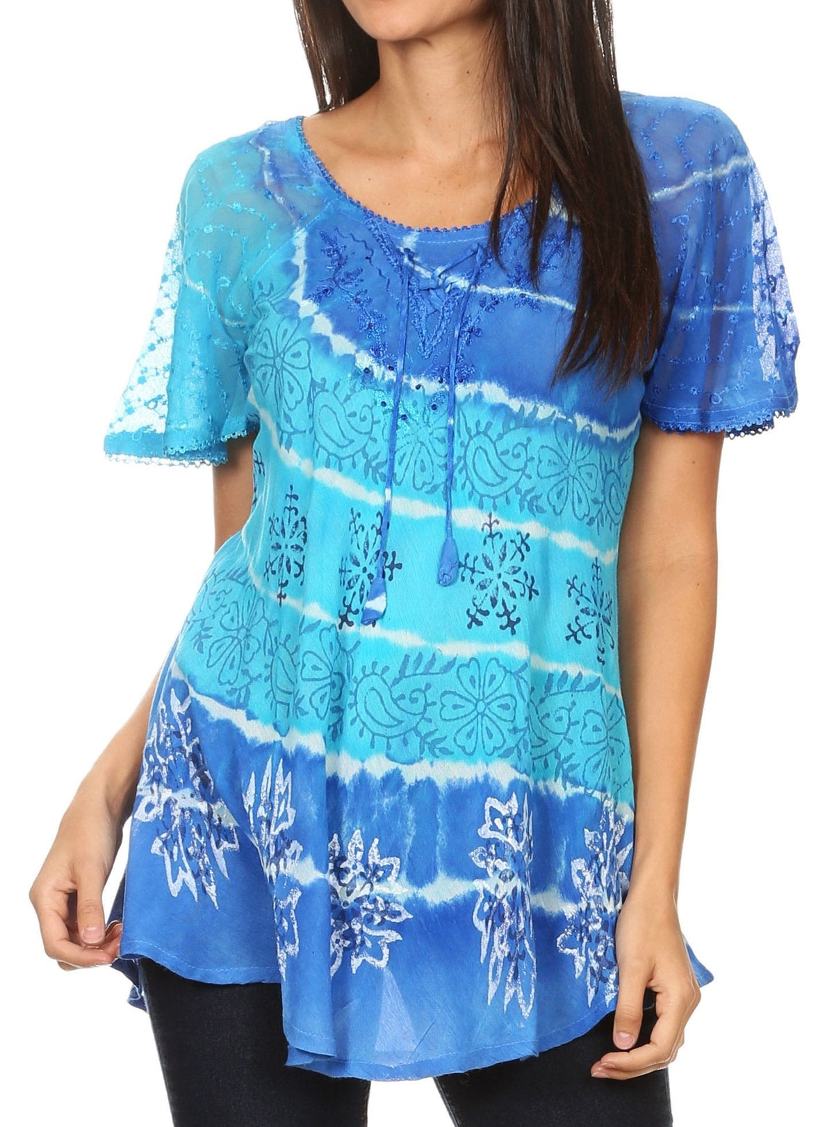 Women's Loose Scoop-Neck Short Sleeve Blouse