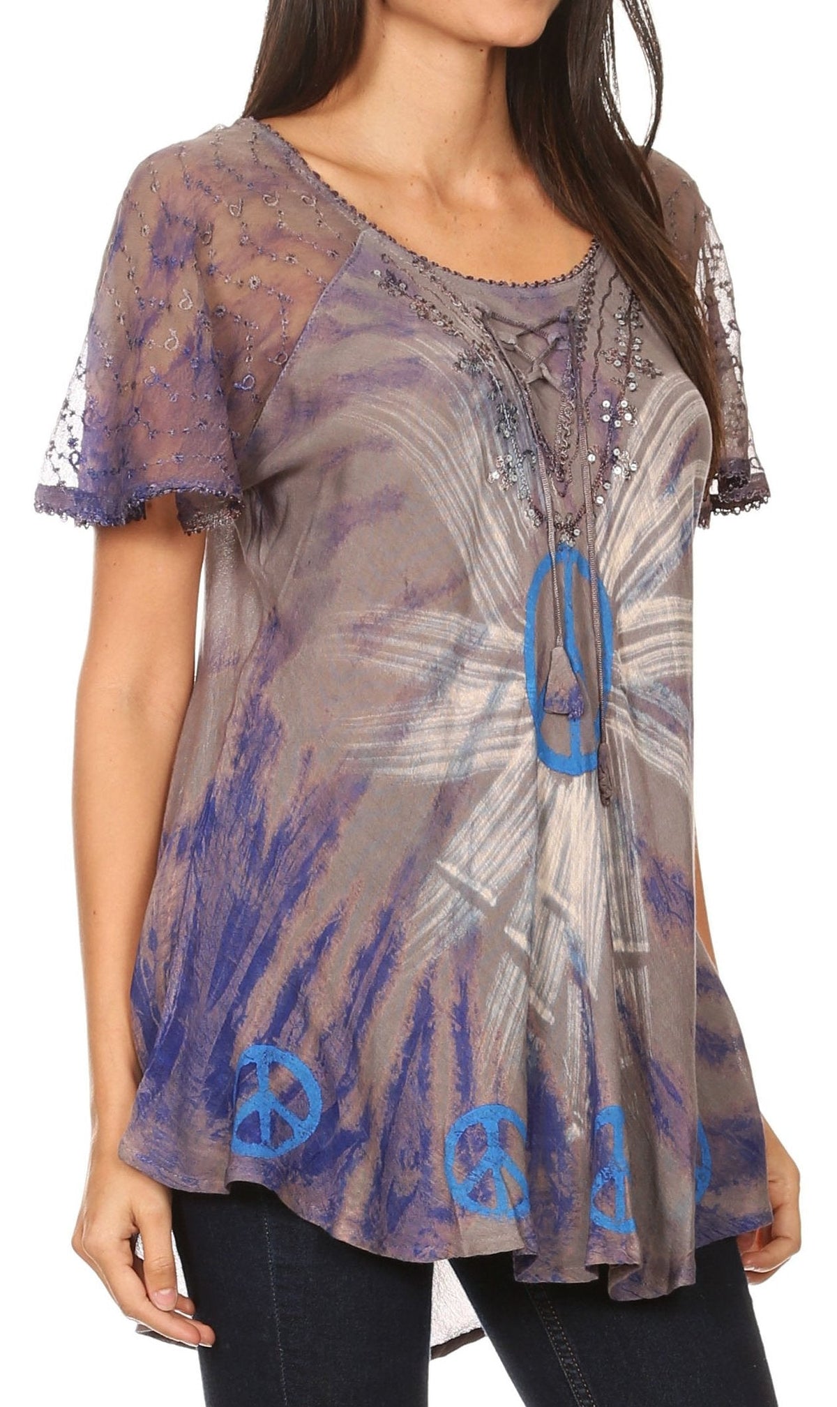Women's Loose Scoop-Neck Short Sleeve Blouse