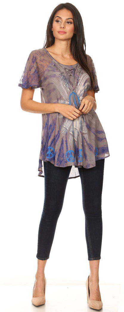 Women's Loose Scoop-Neck Short Sleeve Blouse