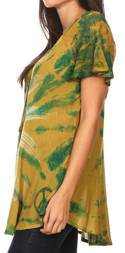 Women's Loose Scoop-Neck Short Sleeve Blouse