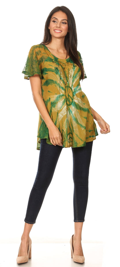 Women's Loose Scoop-Neck Short Sleeve Blouse