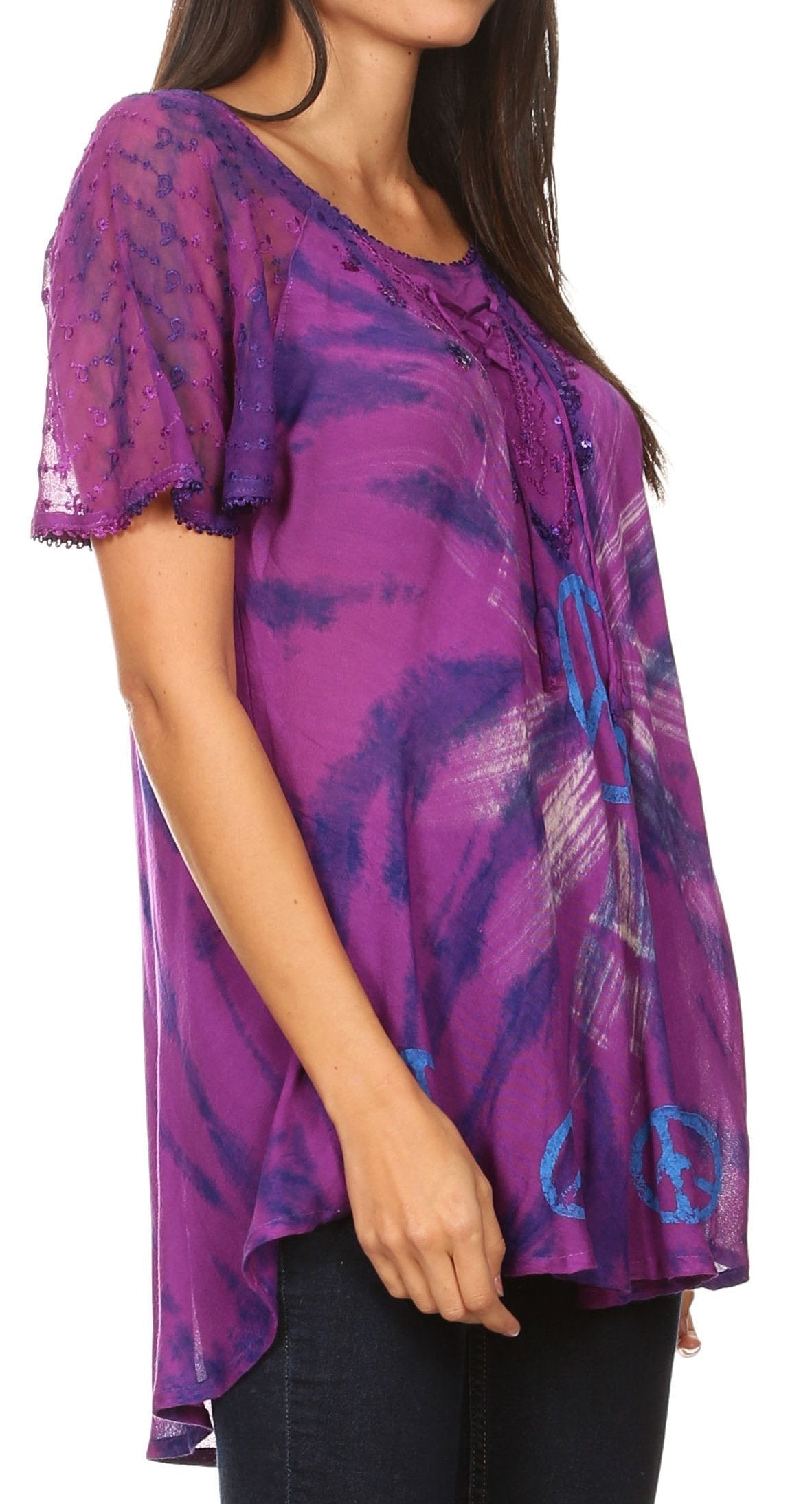 Women's Loose Scoop-Neck Short Sleeve Blouse