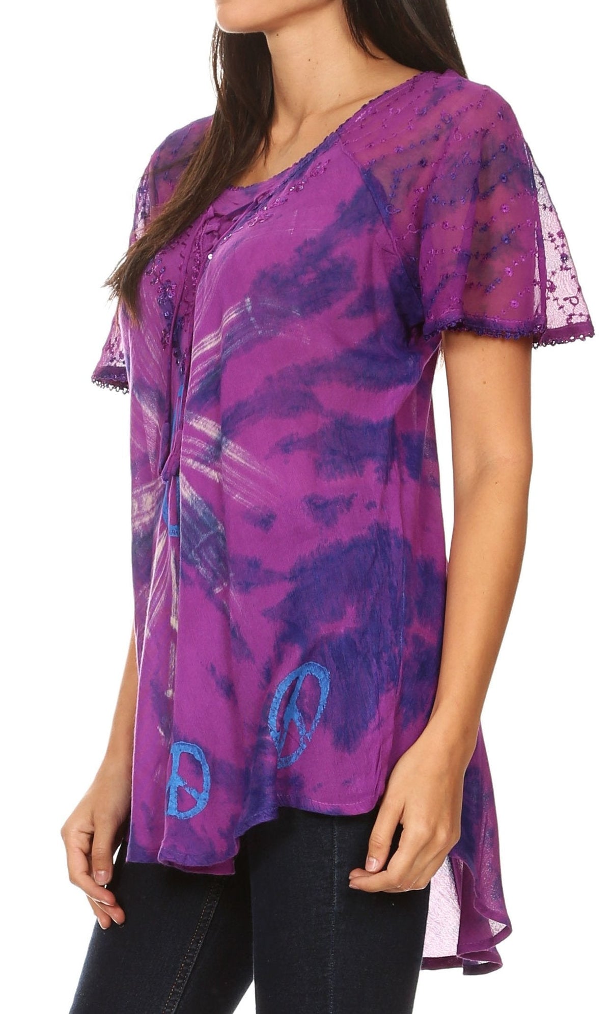 Women's Loose Scoop-Neck Short Sleeve Blouse