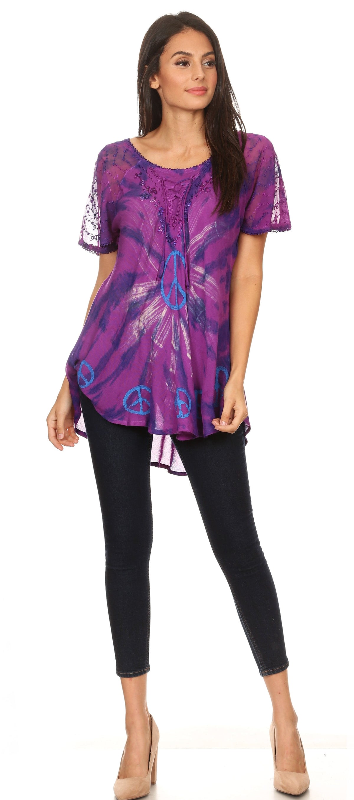 Women's Loose Scoop-Neck Short Sleeve Blouse