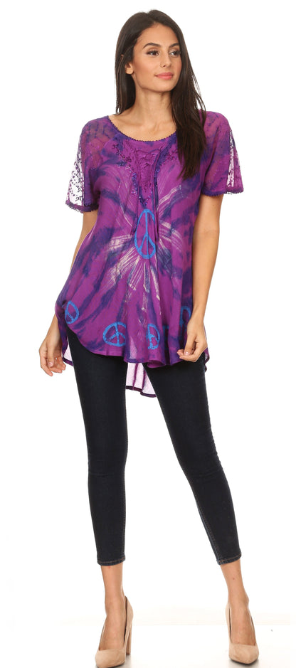 Women's Loose Scoop-Neck Short Sleeve Blouse