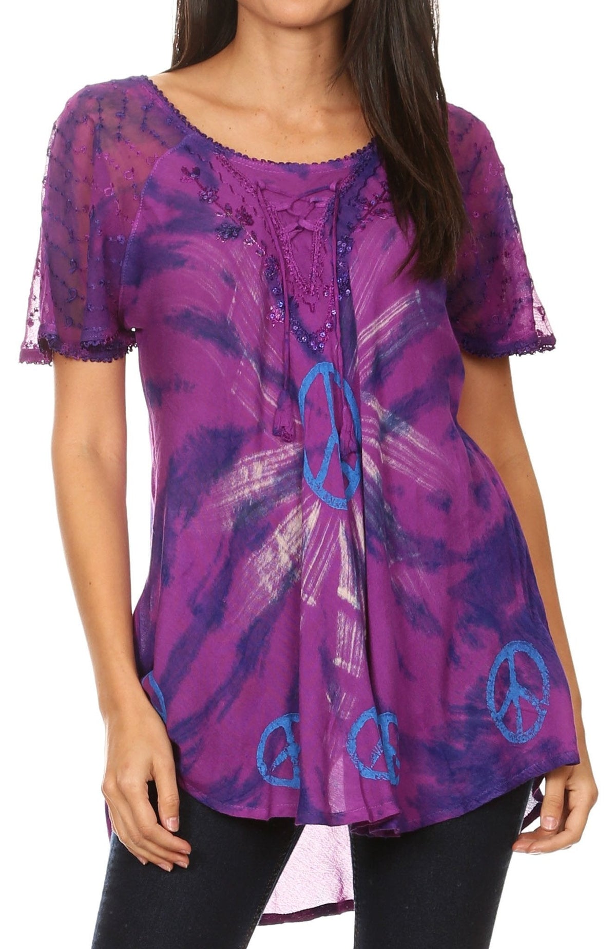 Women's Loose Scoop-Neck Short Sleeve Blouse