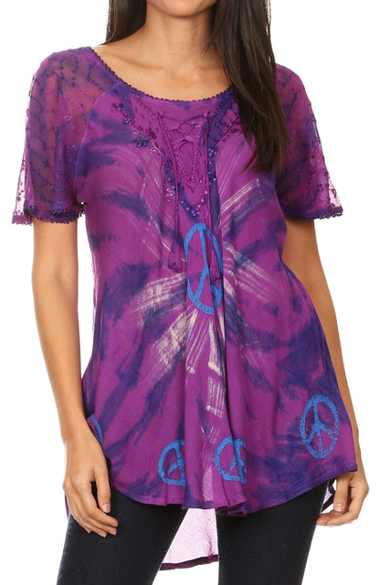 Women's Loose Scoop-Neck Short Sleeve Blouse