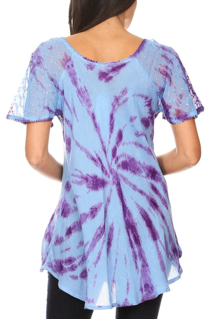 Women's Loose Scoop-Neck Short Sleeve Blouse