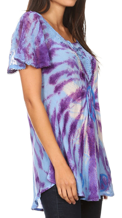 Women's Loose Scoop-Neck Short Sleeve Blouse
