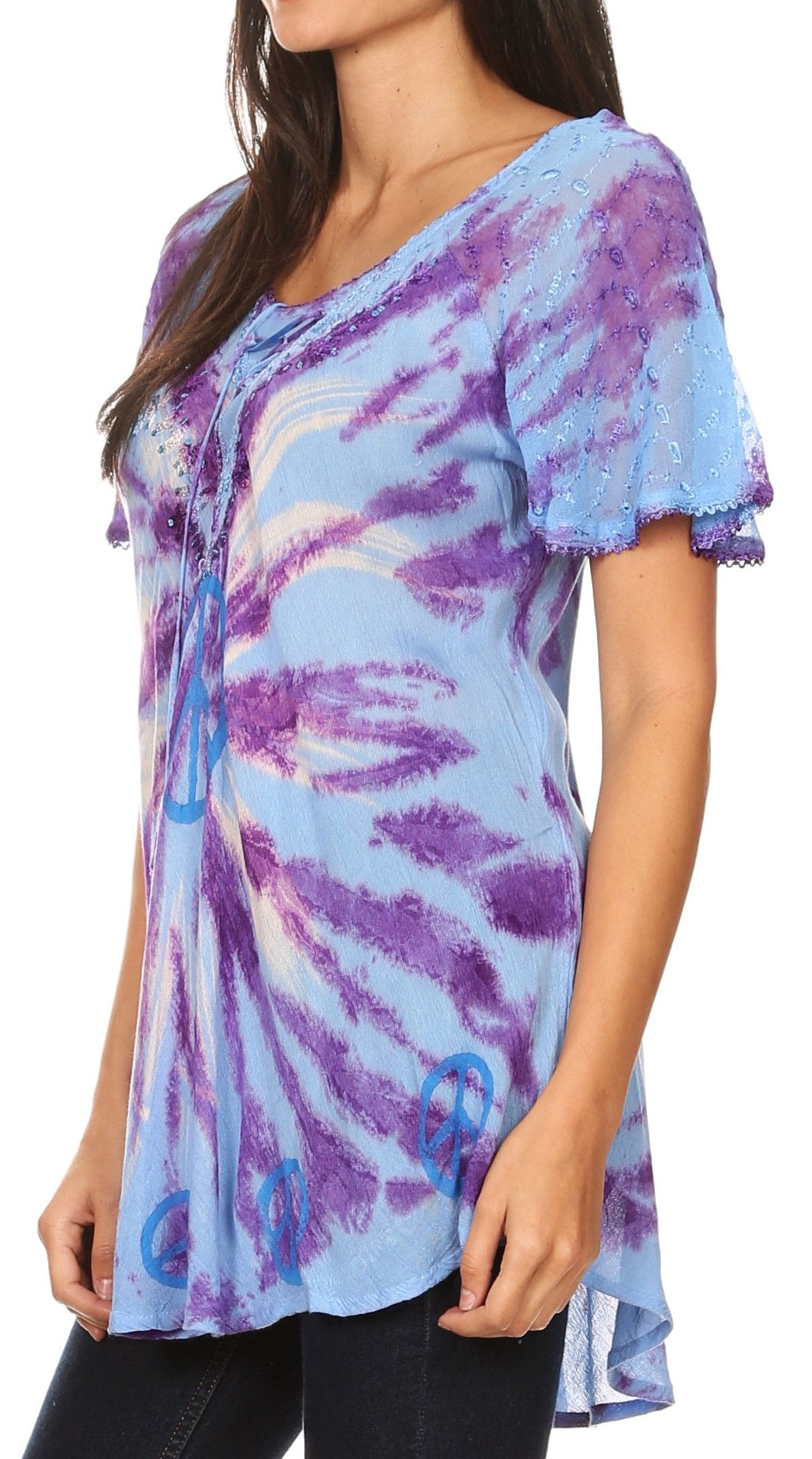 Women's Loose Scoop-Neck Short Sleeve Blouse