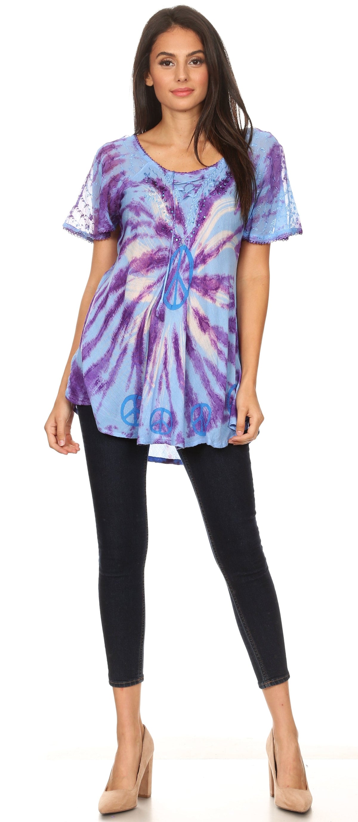 Women's Loose Scoop-Neck Short Sleeve Blouse